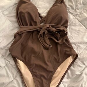 Brown One Piece Swimsuit